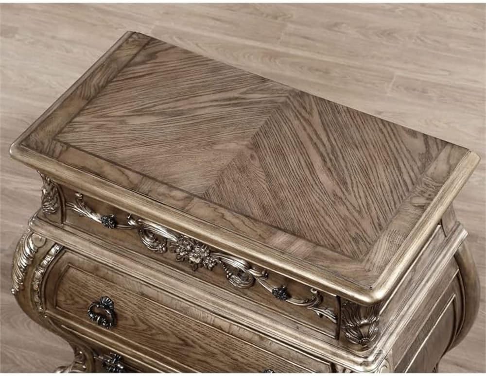 3 Drawers Nightstand in Vintage Oak Finish ,for Small Spaces