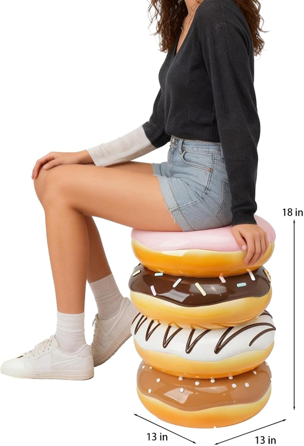 Cynkeyee Donut Shape Foot Stool - 18 Inch Doughnut Chair | Resin Simulated Fo...