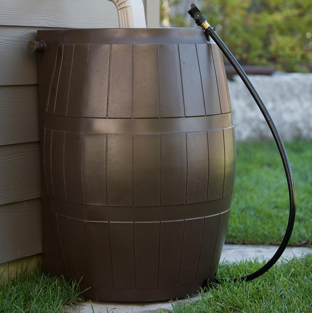 FCMP Outdoor Raincatcher 4000 Rain Barrel, Flat-Back Rainwater Catcher with S...