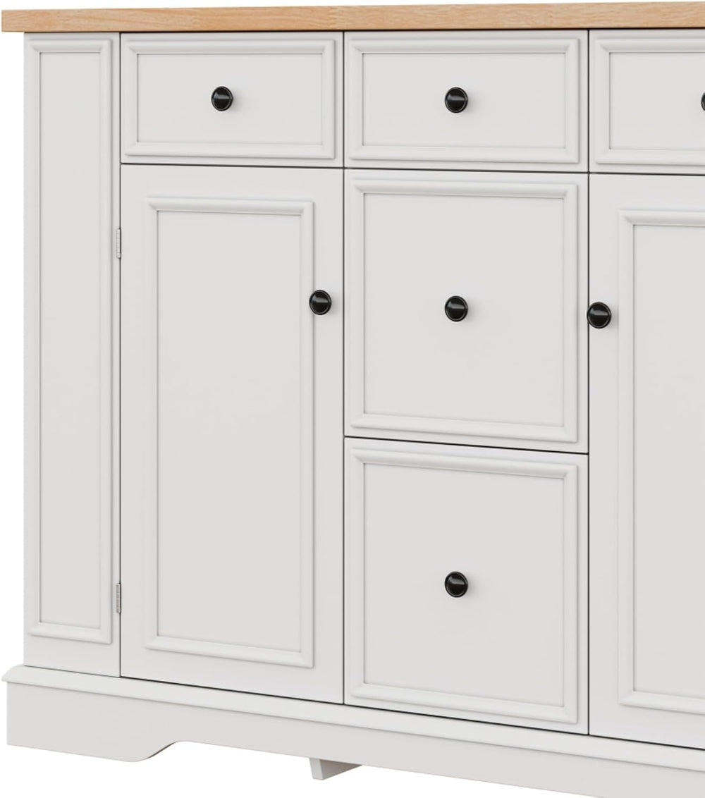 Hassyee Fixed Kitchen Island with Storage Space, Kitchen Console Table with 5...