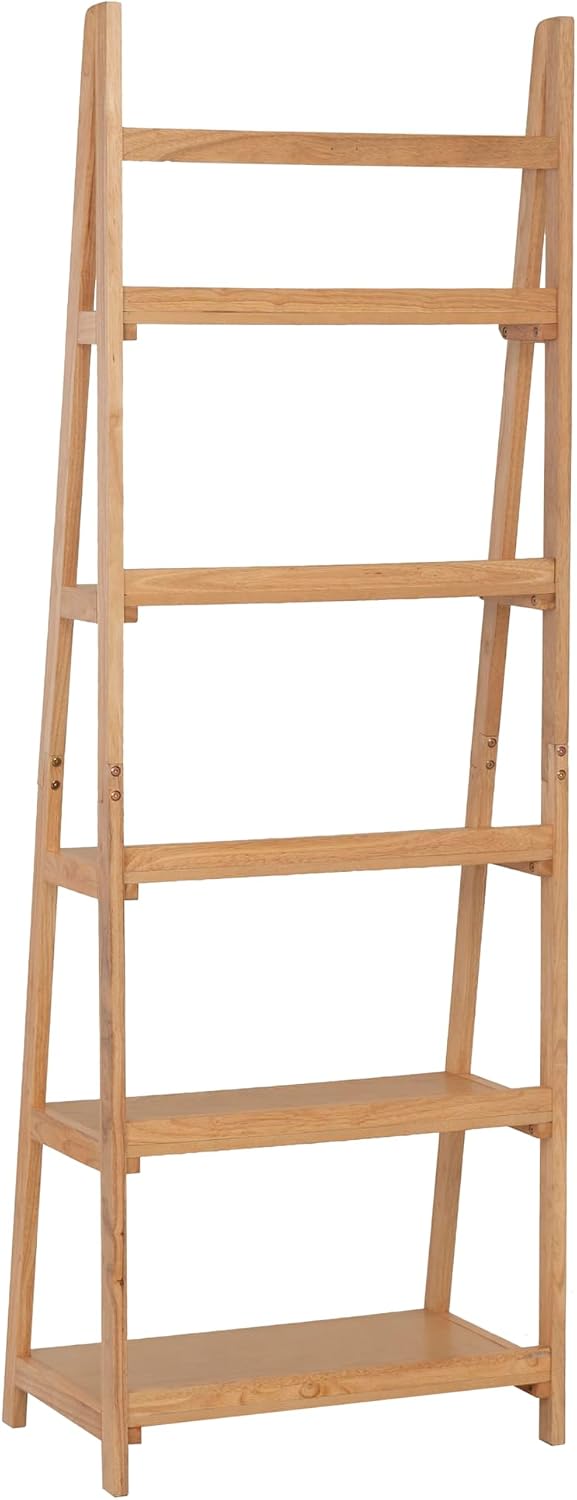 Linon Melissa Natural Wooden Five Shelf Ladder Bookcase