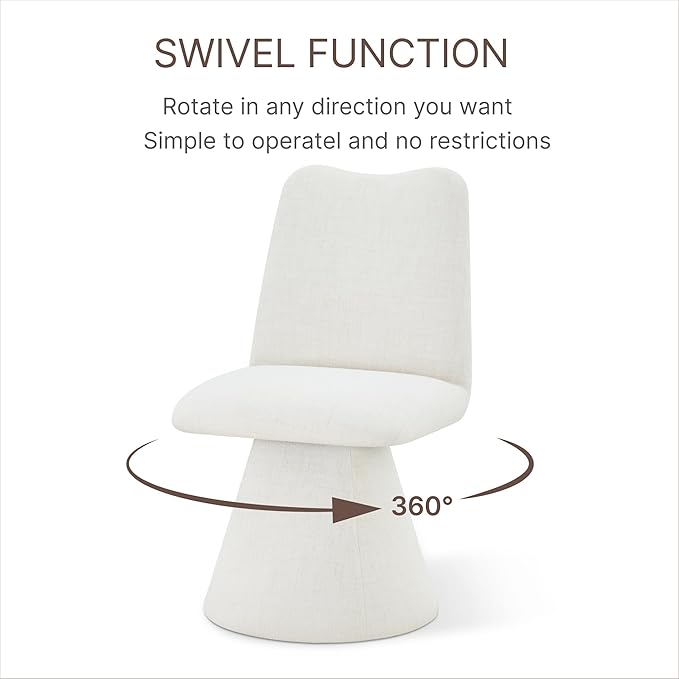 Swivel Dining Chairs Set of 1, Modern Upholstered Dining Chair Mid Century Ki...