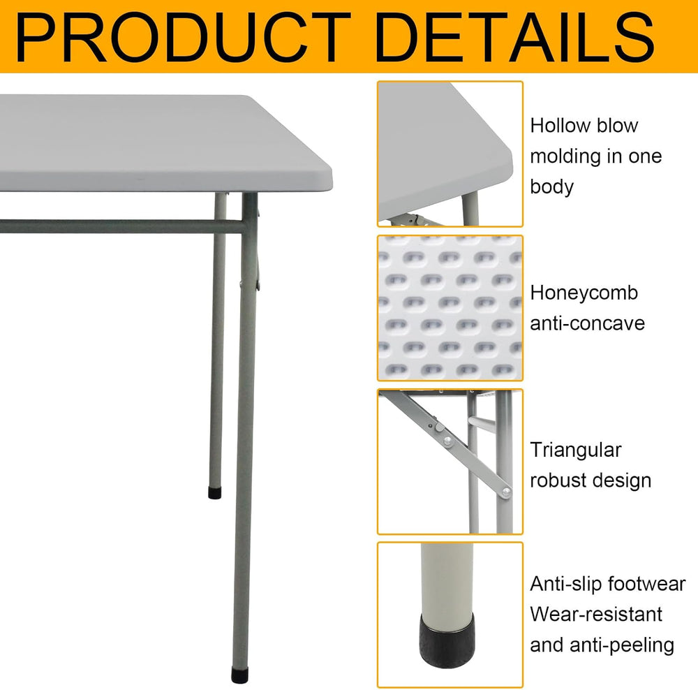 Folding Table 3ft Rectangular All-Occasion Plastic Folding Event Table for In...