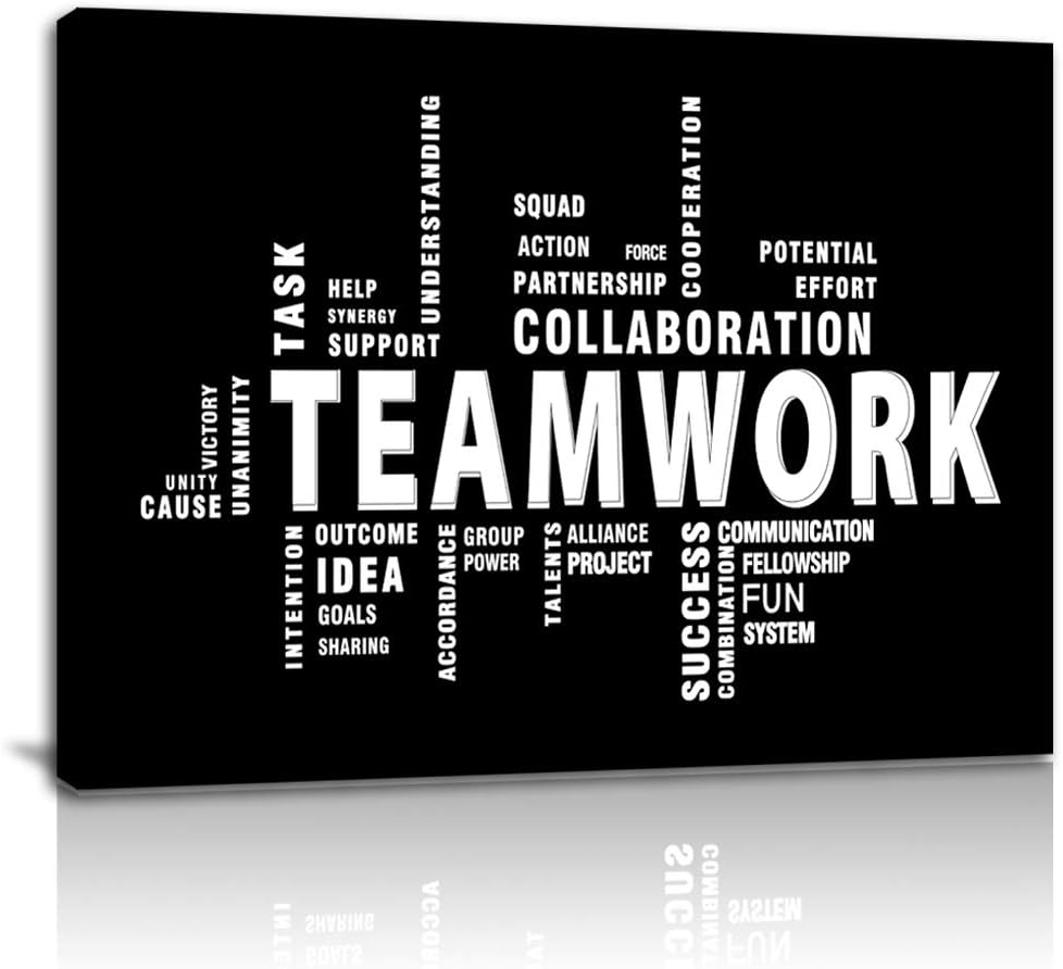 Teamwork Canvas Wall Art - Large Framed Motivational Quotes Artwork Modern Ho...