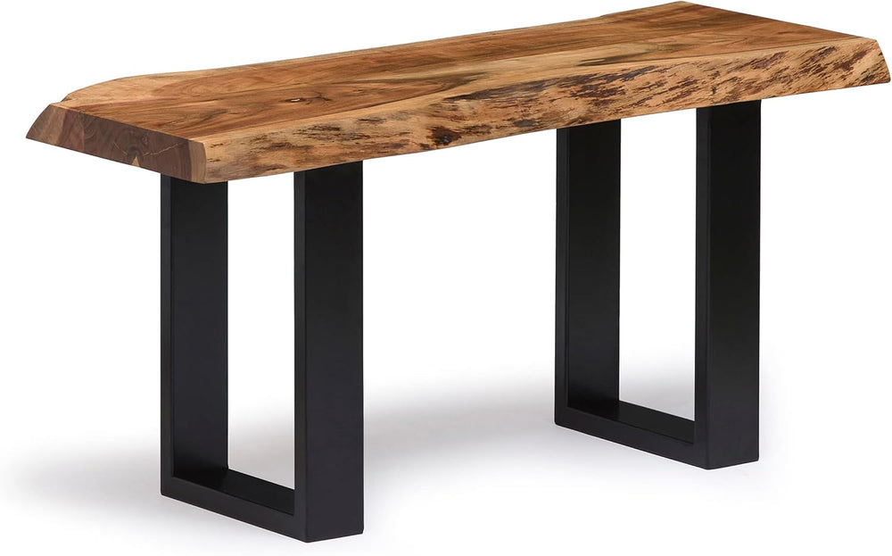 Alaterre Alpine Live Edge Solid Wood Rustic Entryway Bench, Natural, 36” | Mo...