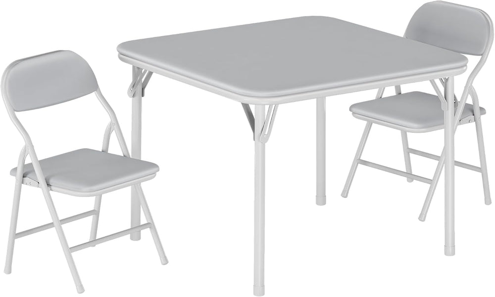 Garvee 3-Piece Folding Table and Chairs for Boys and Girls, Grey