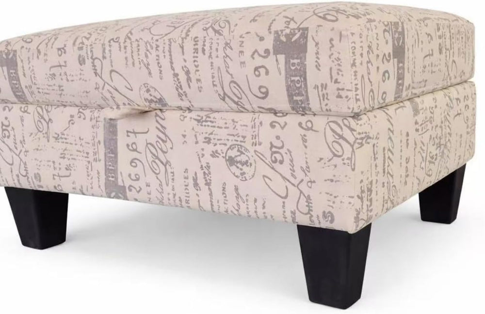 Linen Upholstered Storage Ottoman