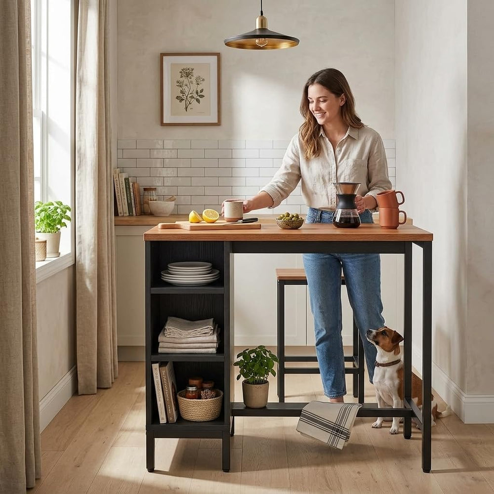Kitchen Island with 5 Open Storage Shelves and Large Worktop, Rolling Kitchen...