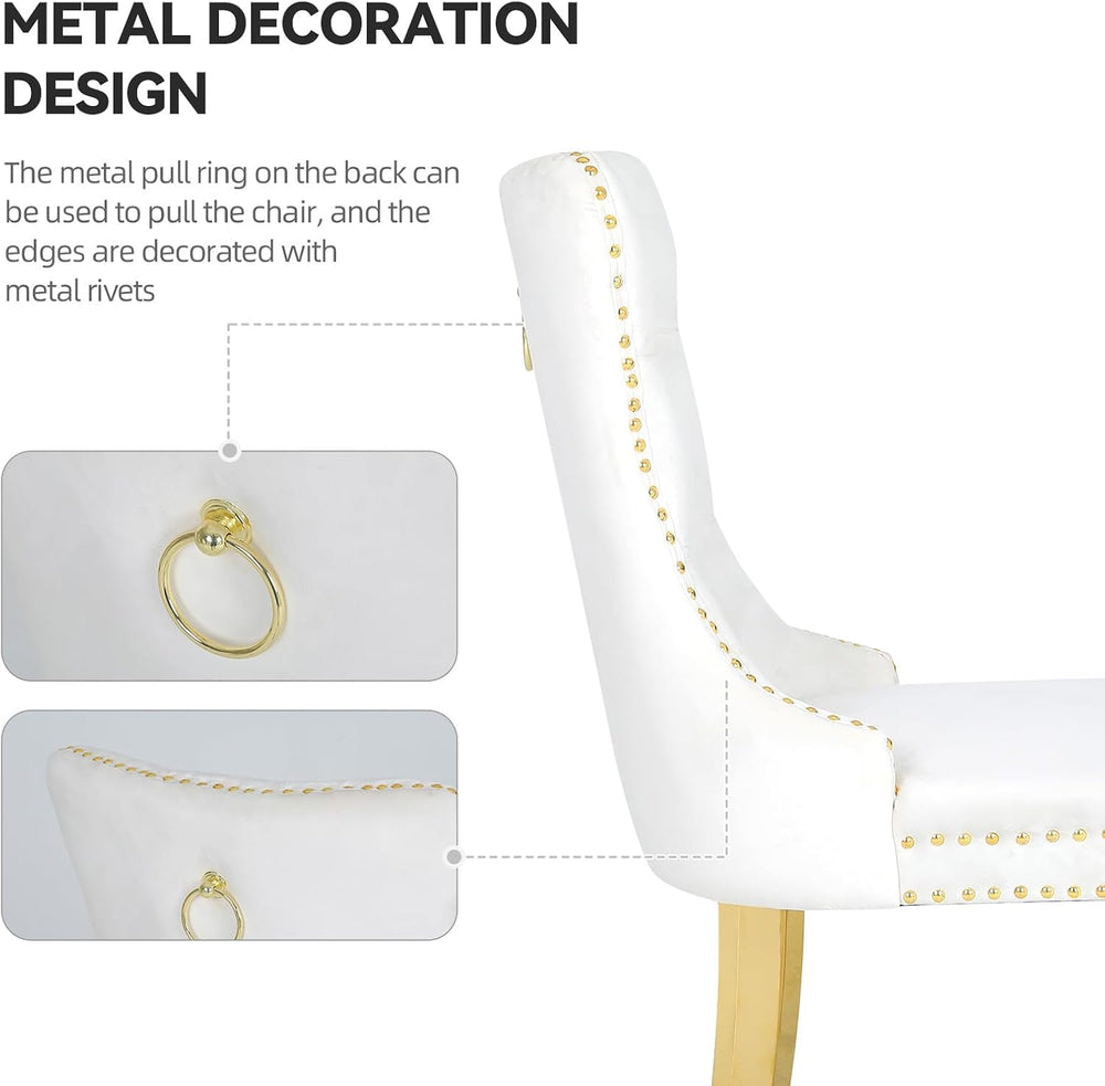 Velvet Dining Chairs Set of 2,Modern Luxury Dining Room Chairs with Gold Stai...