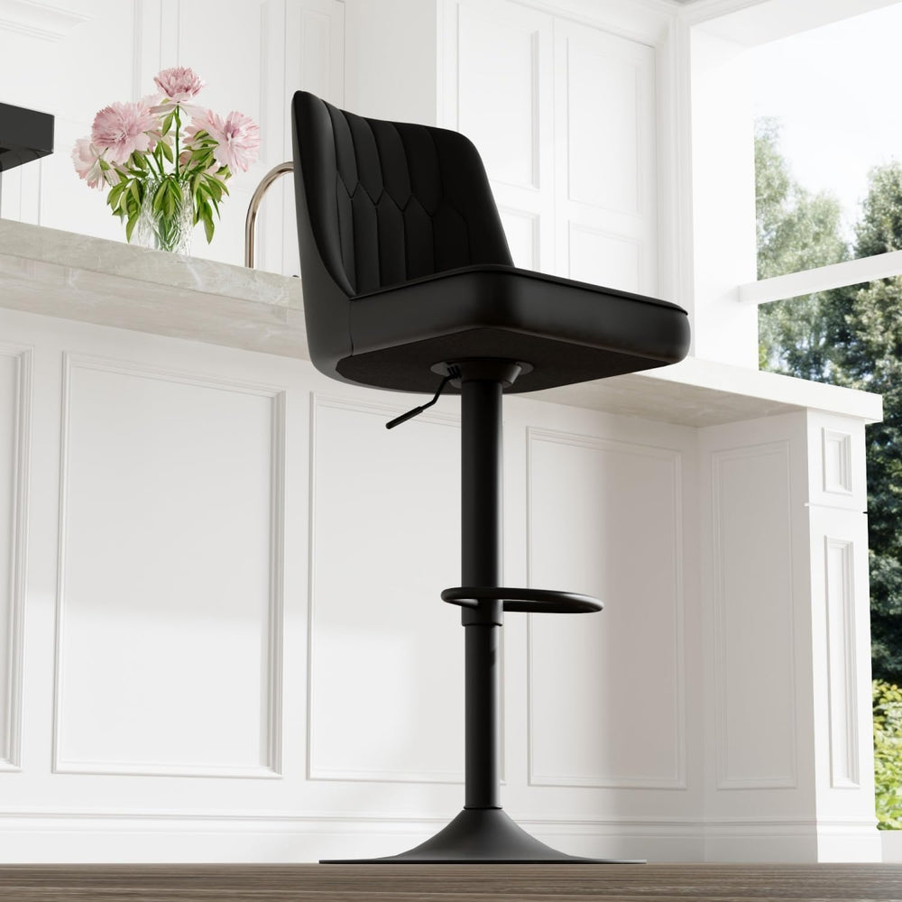 360° Adjustable Swivel Bar Stools Set of 4, Swivel Bar Stools with Back, Faux...