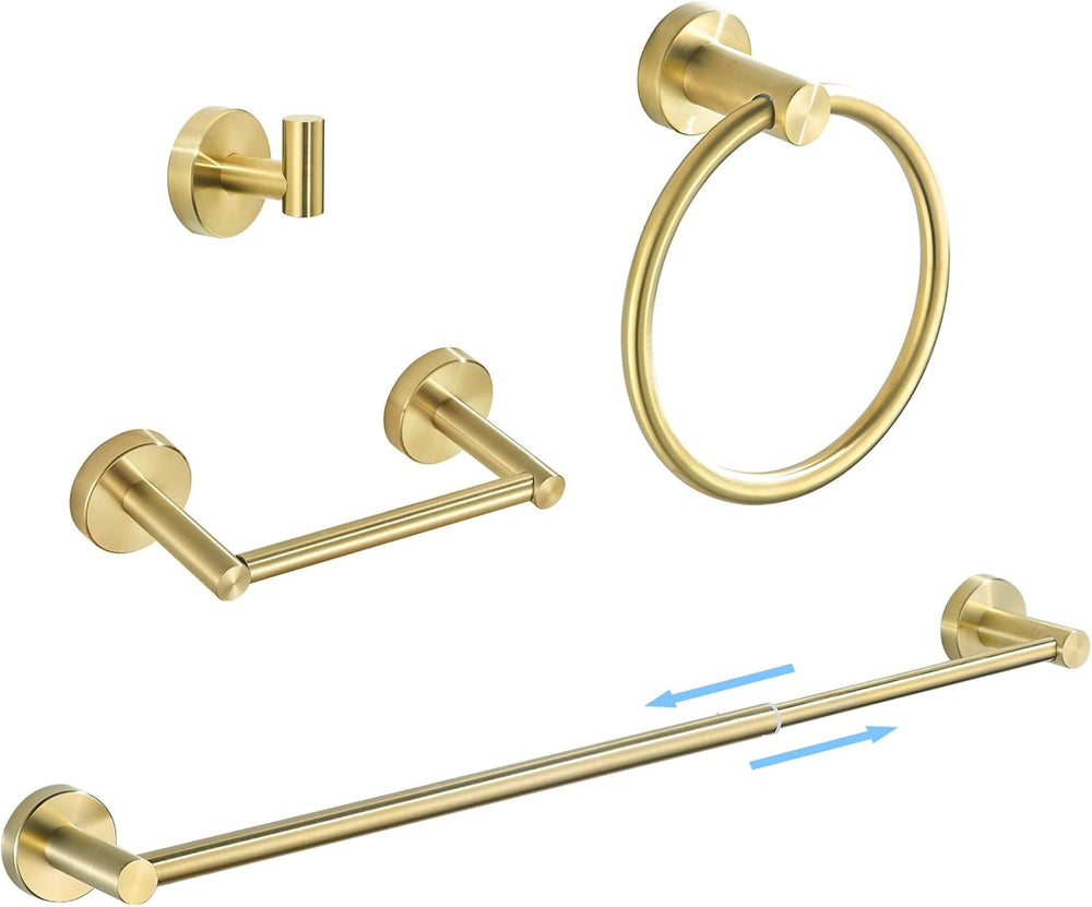 4 Pieces Brushed Gold Bathroom Hardware, Accessories Set Includes 15 to 24 In...