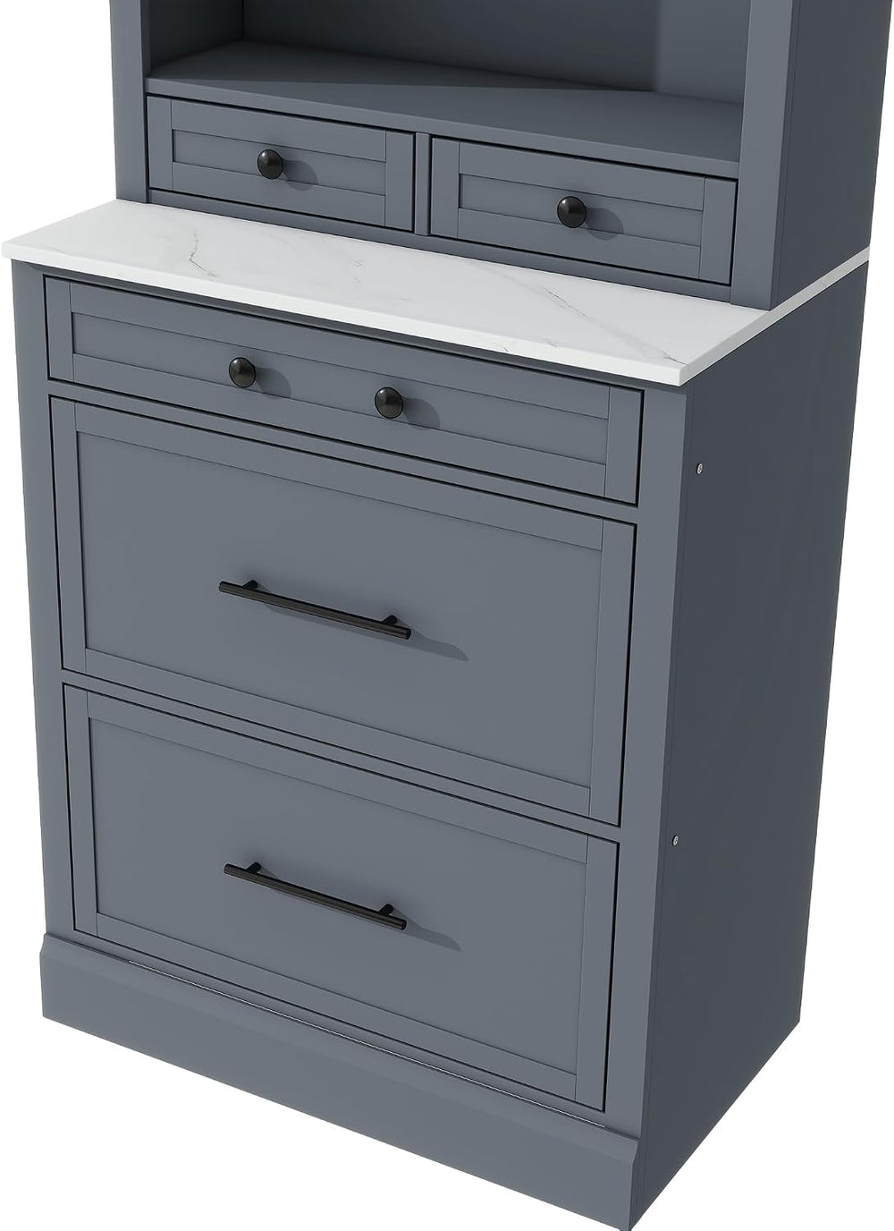83.7inch High Kitchen Pantry, Freestanding Tall Kitchen Hutch with Faux Marbl...