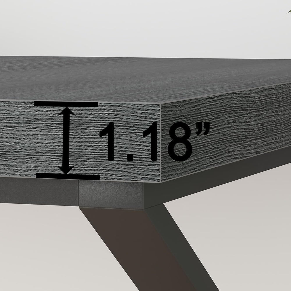 HSH 78" Extra Long Home Office Desk, Industrial Wood Computer Desk Gray