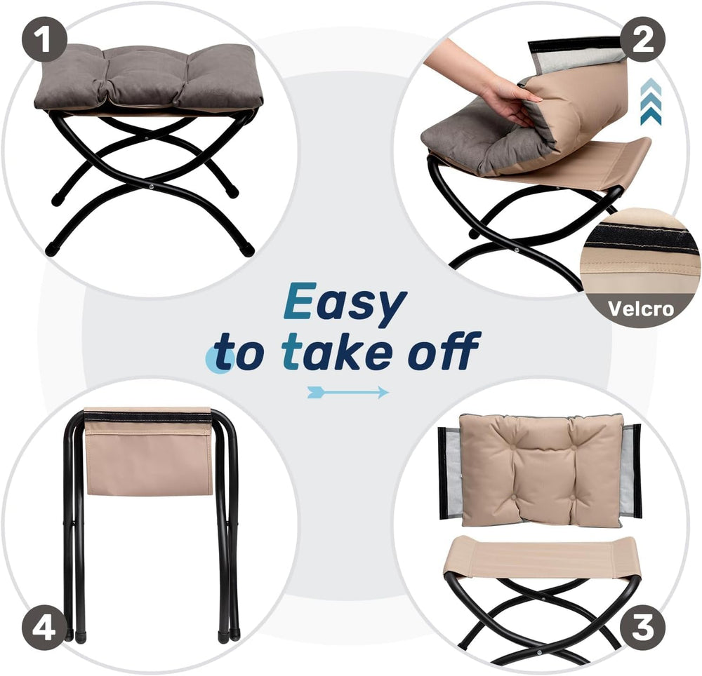 HollyHOME 15"(H) Folding Footrest Stool, Small Foldable Ottoman, Accent ...