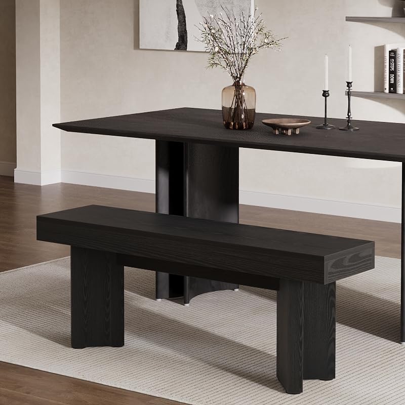 Tribesigns Farmhouse Wooden Dining Bench, 47" Indoor Entryway Bench with...
