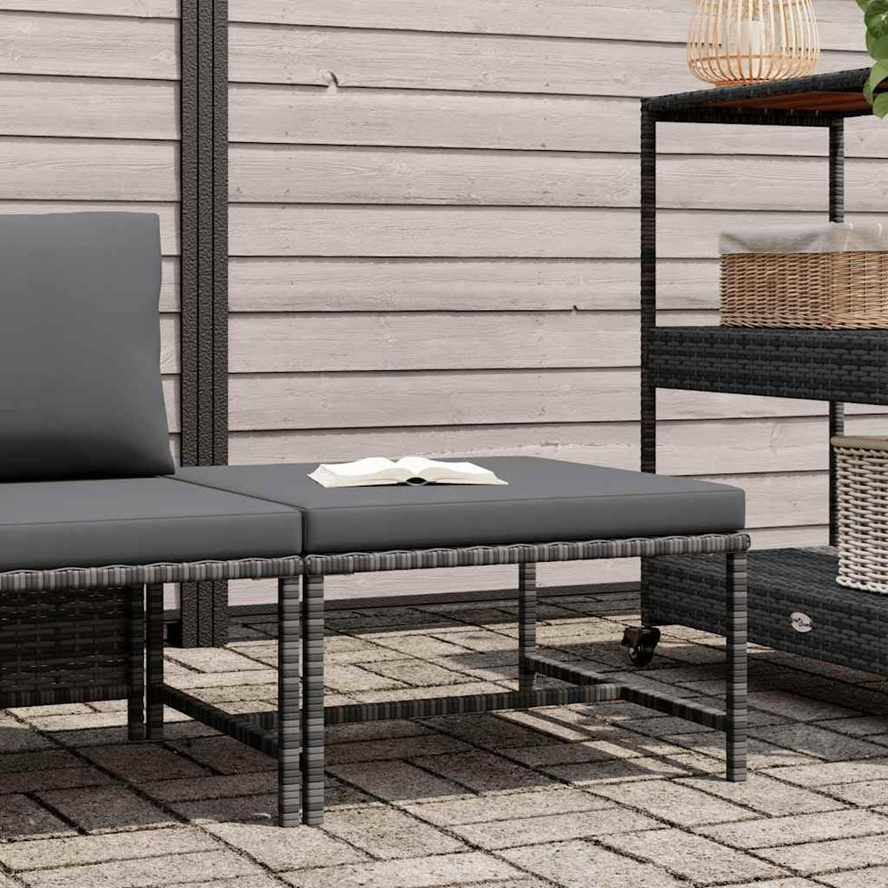 Sectional Patio Footrest, Outdoor Modular Ottoman Footstool with Thick Cushio...