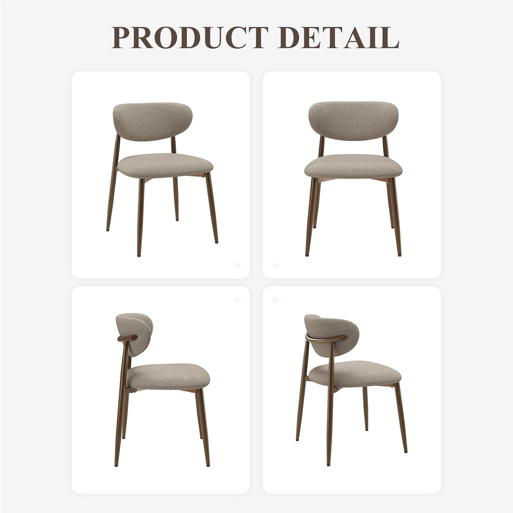 MALOL Upholstered Dining Chairs Set of 4, Curved Back Kitchen Chairs with Met...