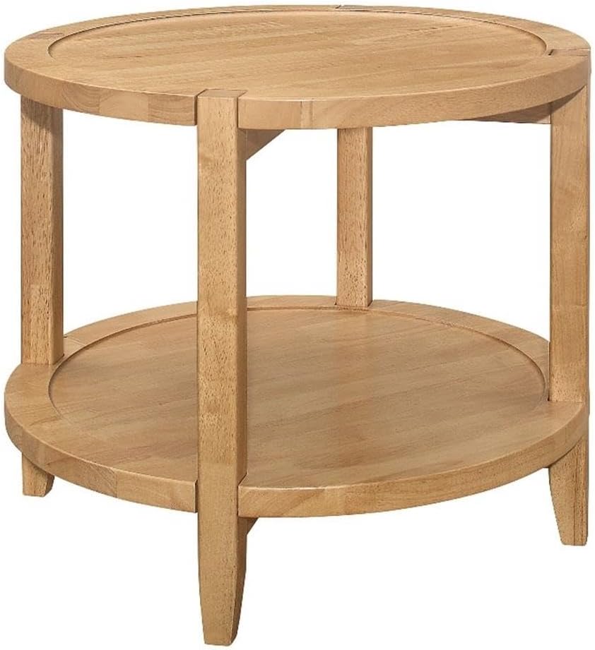 Pemberly Row Round Solid Wood End Table, 23.5 in Wide, Maple Brown Finish, As...
