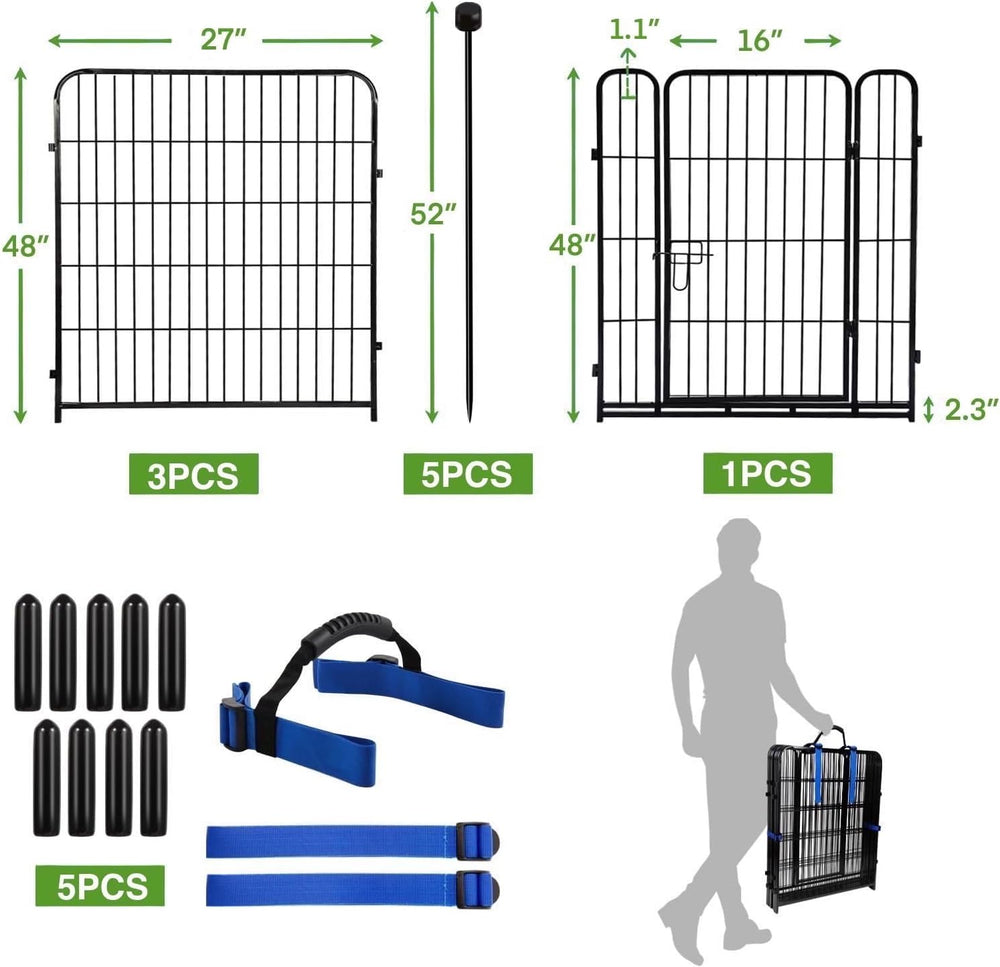 ADAVIN 48in Dog Fence, 4 Panels Tall Garden Fence with Low Threshold Gate