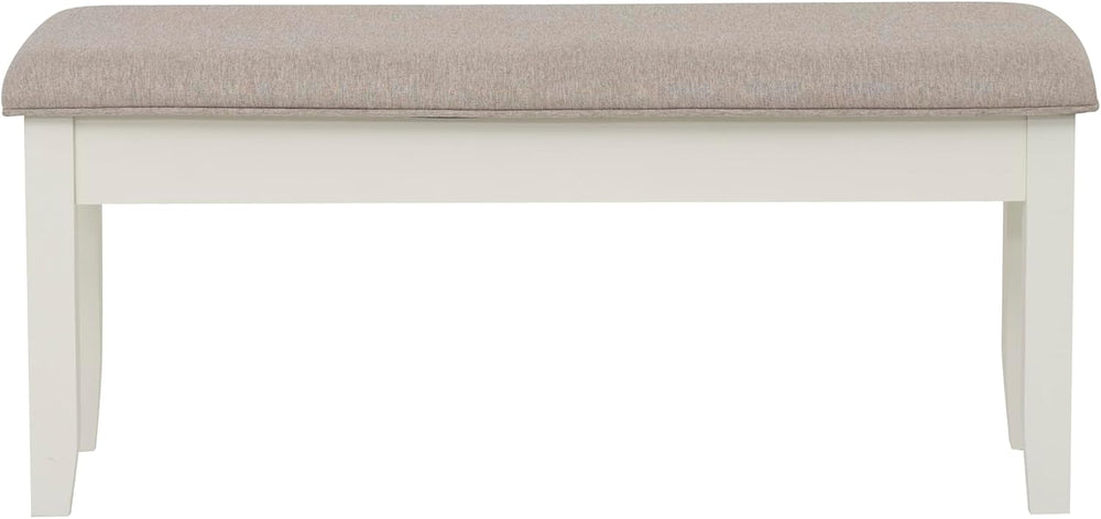 Powell Company Jane Grey Wood Backless Storage Bench with Beige Upholstered Top