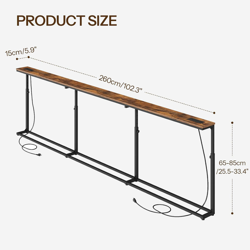 HOOBRO 102.3 Inch Narrow Console Table with Adjustable Height (25.5"-33....
