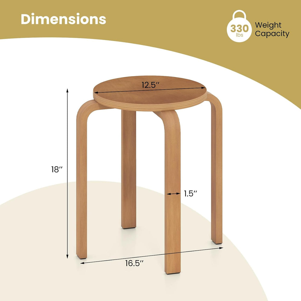 GOFLAME Stackable Wooden Stools Set of 4, 18-Inch Backless Chairs with Round ...