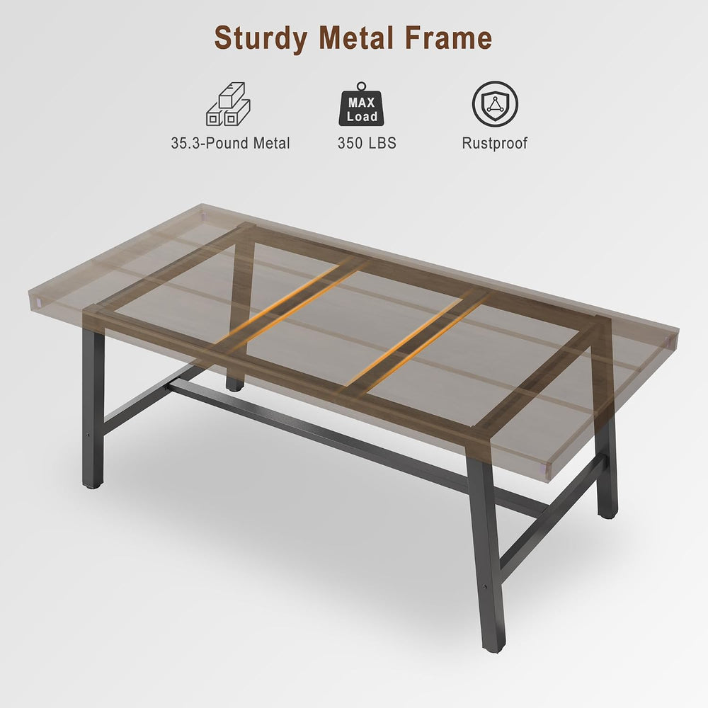IDEALHOUSE Industrial Dining Table for 6-8 People, 70.87" Large Wooden K...