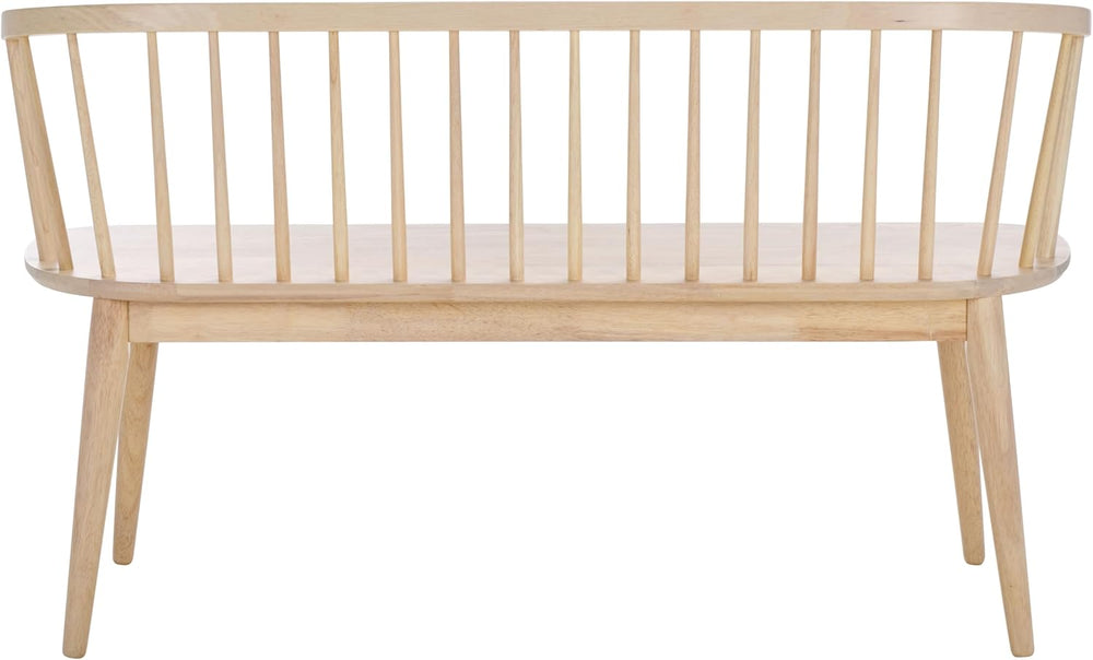 SAFAVIEH Furniture - Blanchard Spindle Bench - White Washed - Solid Wood - Cl...