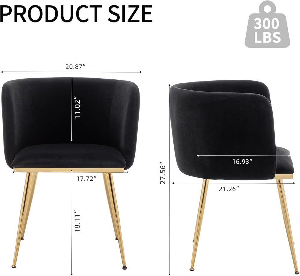 Canxkun Velvet Dining Chairs Set of 4, Barrel Dining Chairs with Gold Metal L...