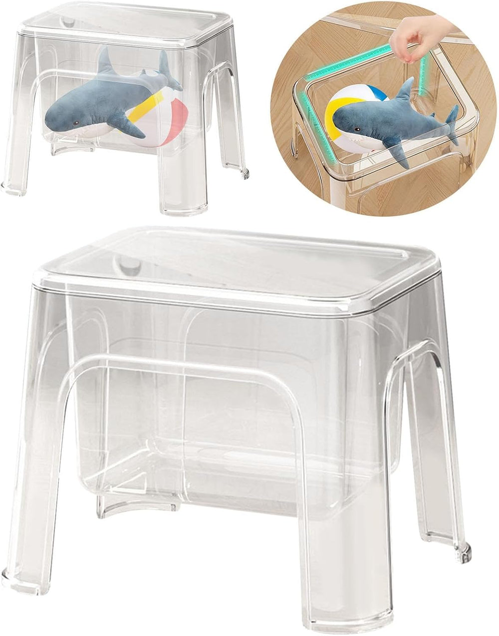 Step Stool Footstool Storage Ottoman Shoe Changing Stool for Laundry Househol...