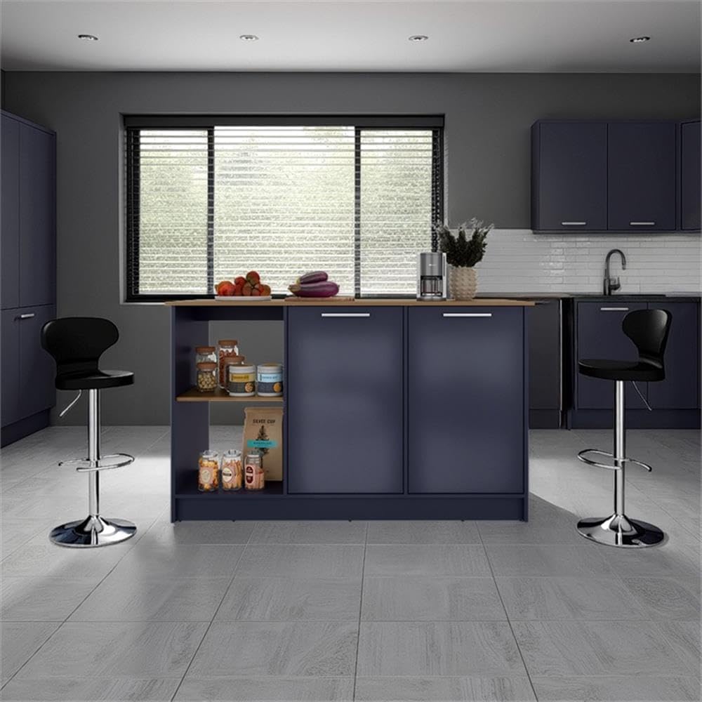 Pemberly Row Kitchen Island with Double Door Cabinet, 59in Wide, Manufactured...