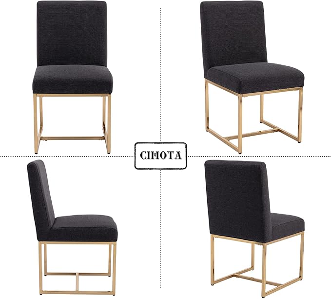 CIMOTA Black Modern Dining Chairs Set of 2, Upholstered Dining Room Chairs Ar...