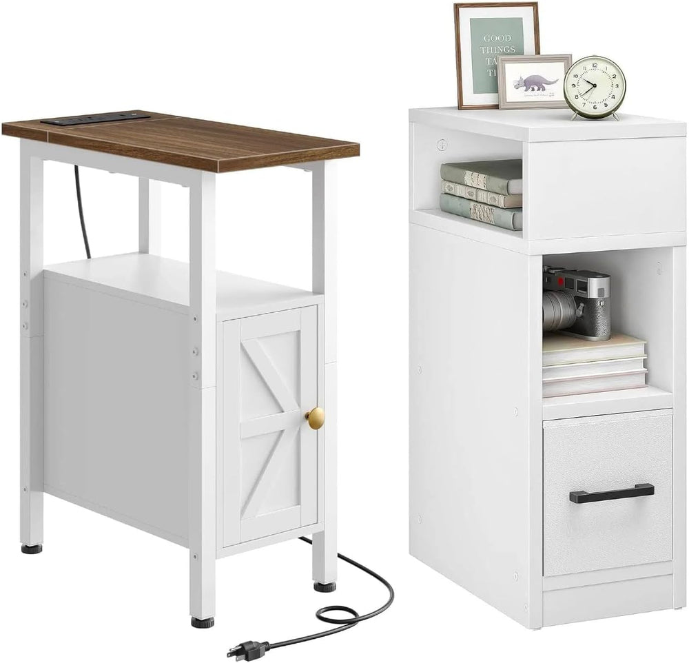 CHOEZON Farmhouse End Table and Narrow Side Table for Small Spaces Bundle, Sl...
