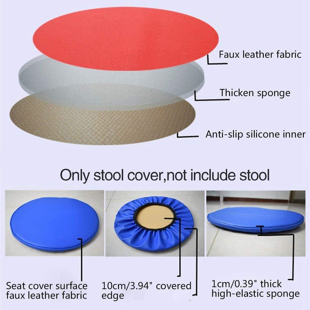Sigmat 2 Pack Waterproof PU Bar Stool Cover Anti-Slip Round Seat Cover 19.5 I...