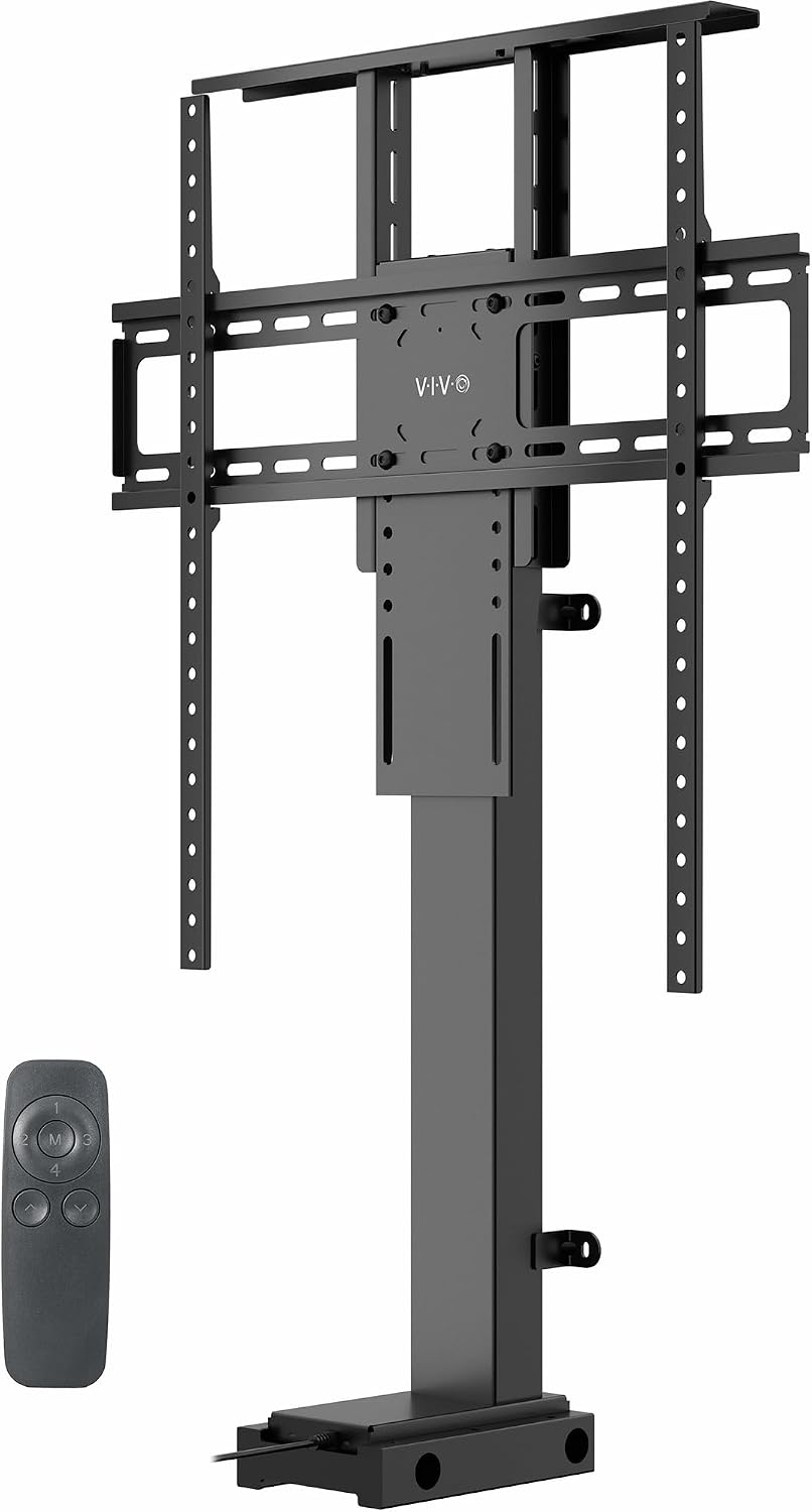 VIVO Motorized Large TV Stand for 37 to 77 inch Screens, MOUNT-E-UP80D | Blac...
