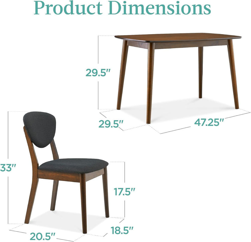Best Choice Products 5-Piece Dining Set, Compact Mid-Century Modern Table &am...