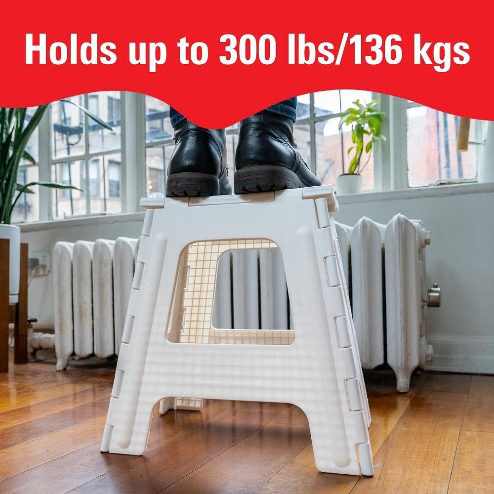 Kikkerland Rhino Foldable Step Stool – Holds Adults up to 300 Lbs, Best for K...