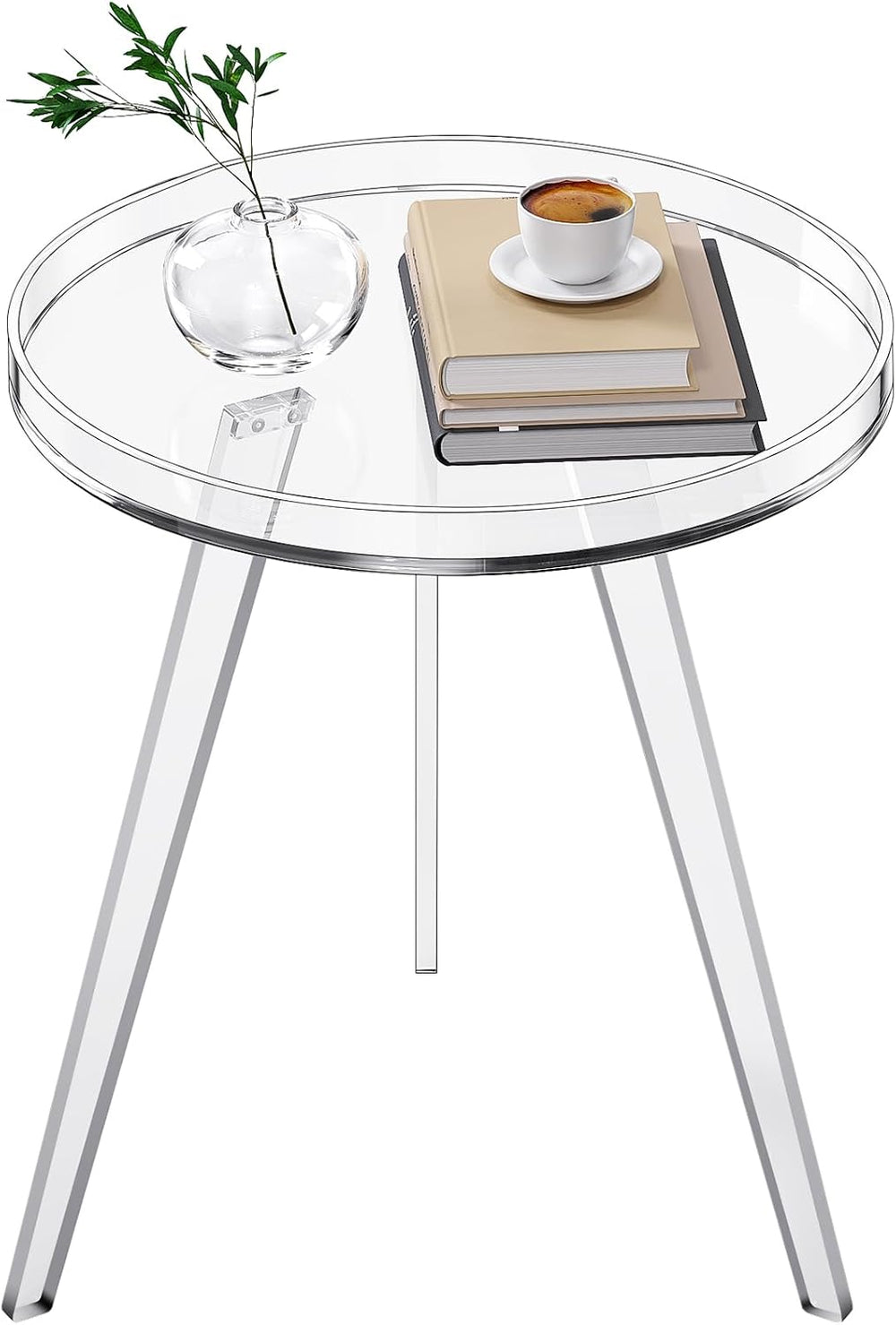 Clear Acrylic Side Table, Round End Table Nightstand Bedside Table Small Circ...