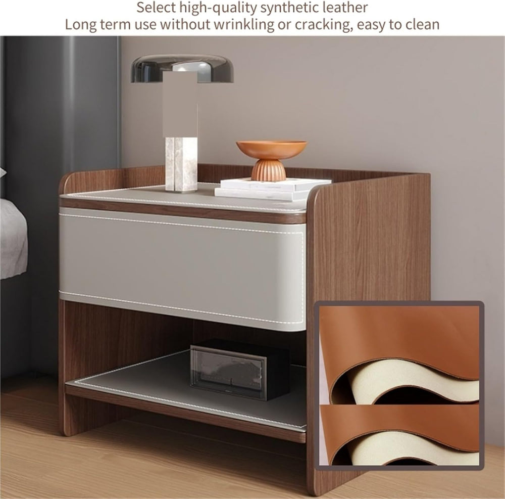 Modern Nightstands with Drawer and Open Storage Shelf Wooden Bedside Table En...
