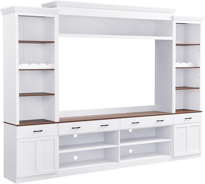 Merax Modern 4 Piece TV Stands with Bookshelf & Wine Rack for Televisions...