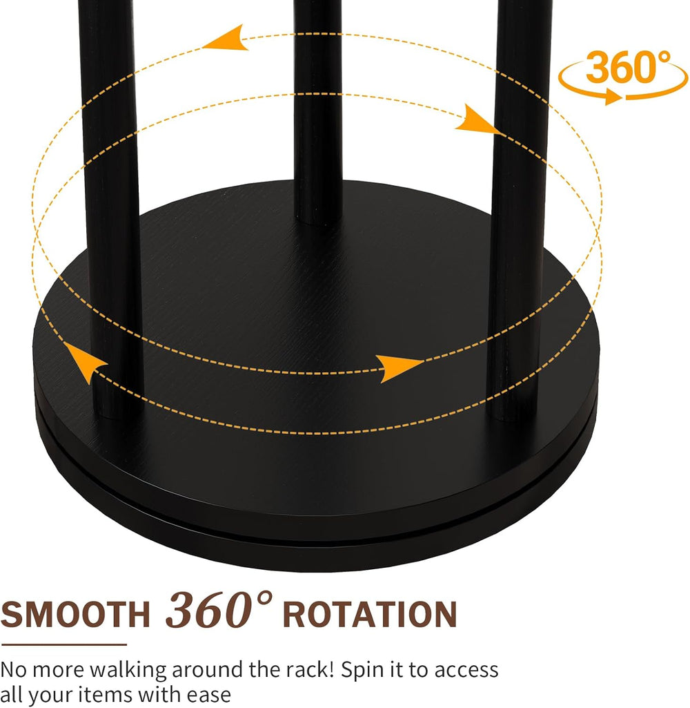 Yoobure Rotary Coat Rack Freestanding - Solid Wood Coat Tree with 9 hooks &am...