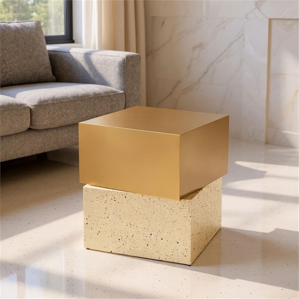 Pemberly Row Square End Table, 20.1 in Height, Electroplated Iron, Gold &...