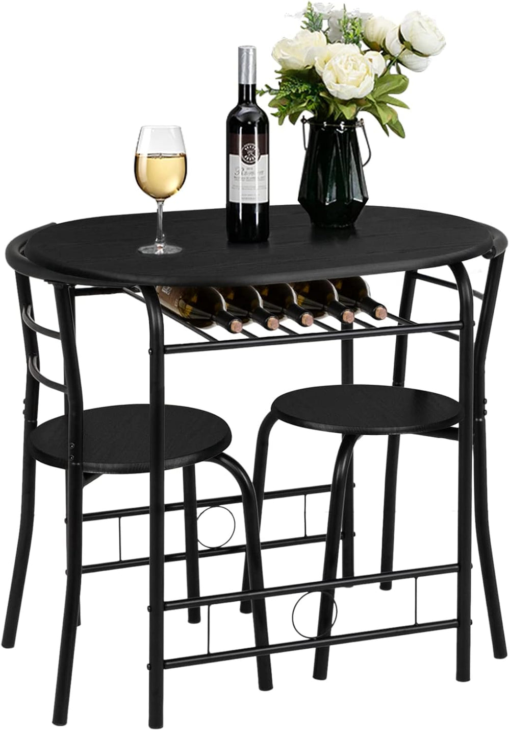 VINGLI 3 Piece Dining Set,Small Kitchen Table Set for 2,Breakfast Table Set,K...