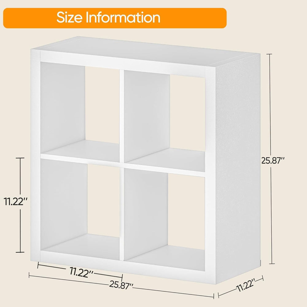 furtble Bookshelf with Storage Bin, 4-Cube Storage Organizer, Modern Wood Ope...