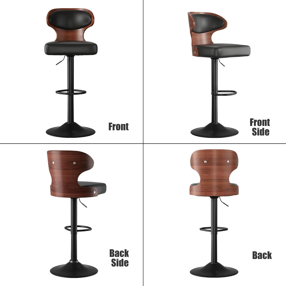 Swivel Bar Stools Set of 2,Adjustable Height Bentwood Barstools