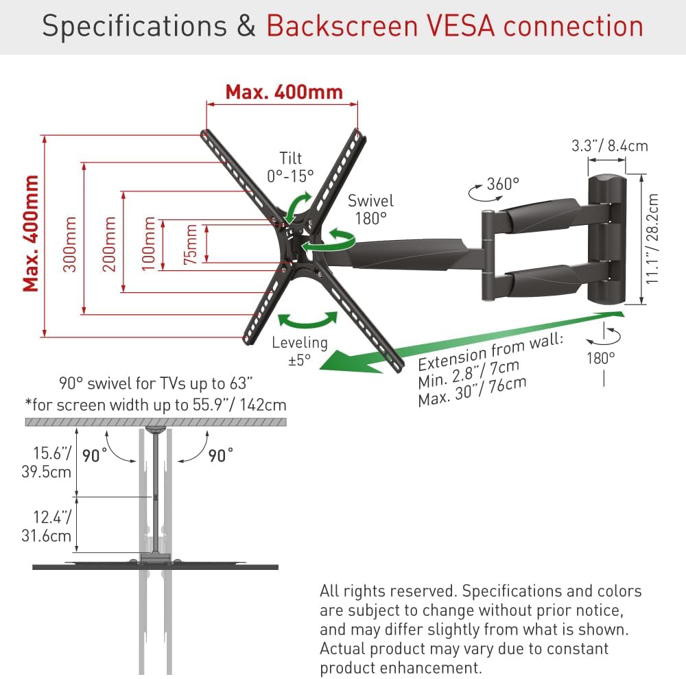 Barkan 30'' Long TV Wall Mount, 13-65 inch Full Motion Articulating -...