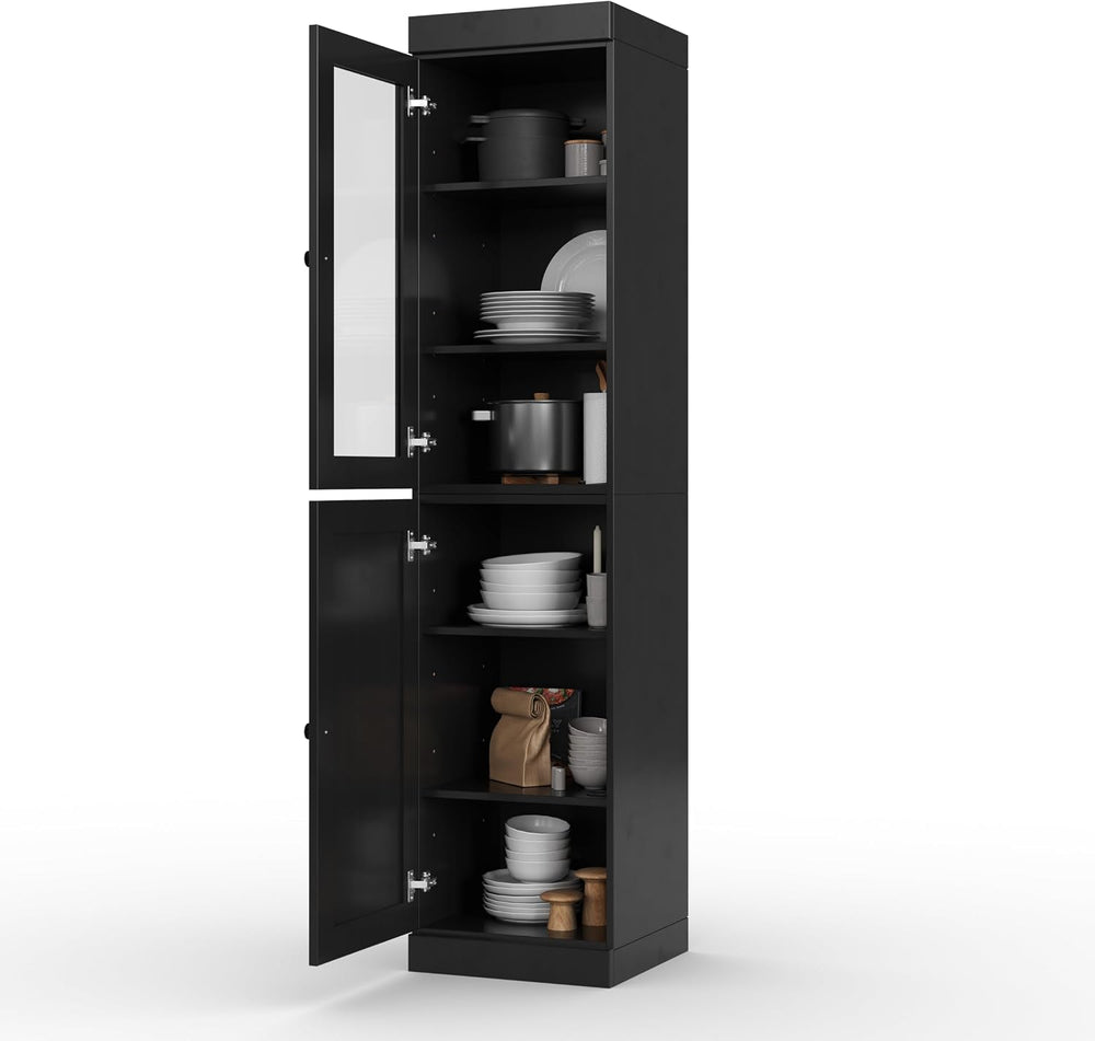Palace Imports 100% Solid Wood 16.5"" Pantry Cabinet with Clear Gla...