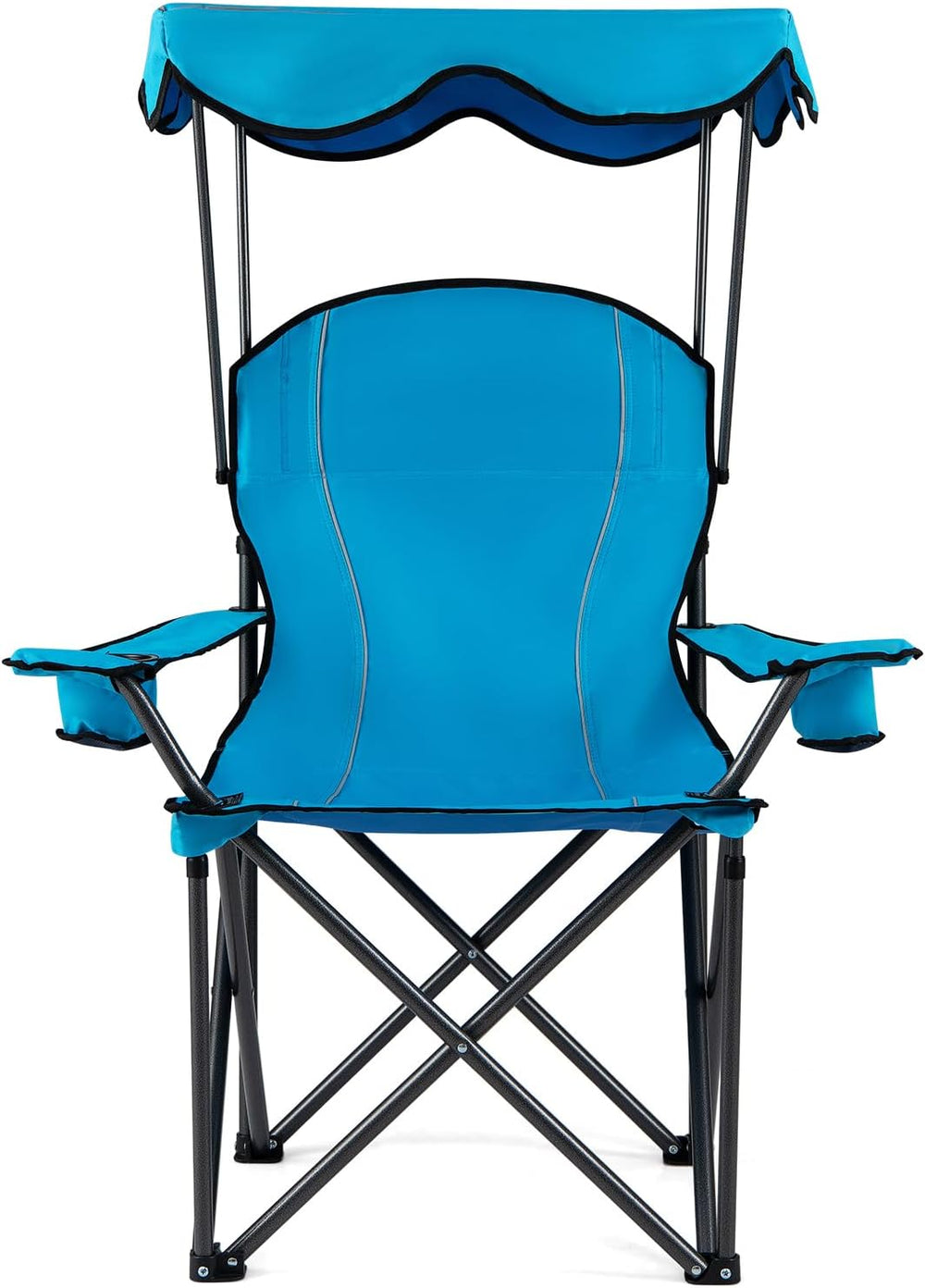 Goplus Camping Chair with Canopy Shade, Folding Lawn Chair with Umbrella Cup ...