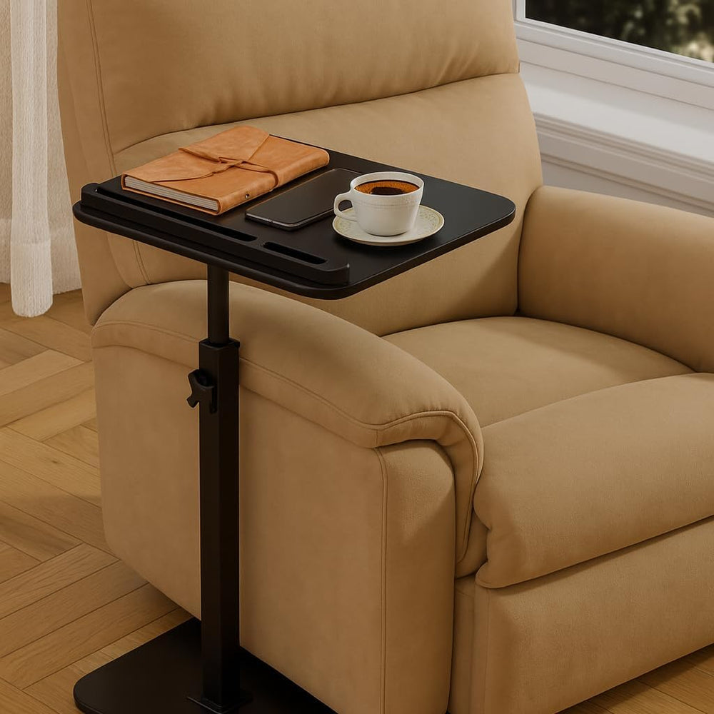 Adjustable End Table for Couch, 360ยฐ Swivel C Shaped Side Table with Height A...