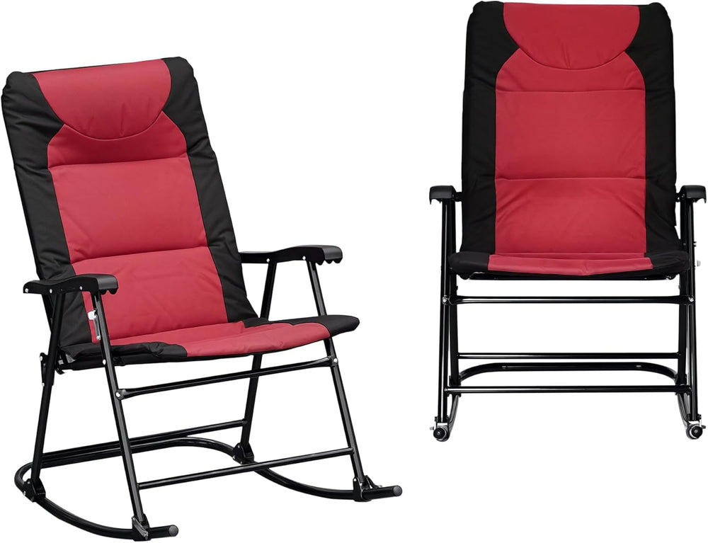 Outsunny Oversized Folding Rocking Camping Chair Set of 2, Padded Outdoor Roc...